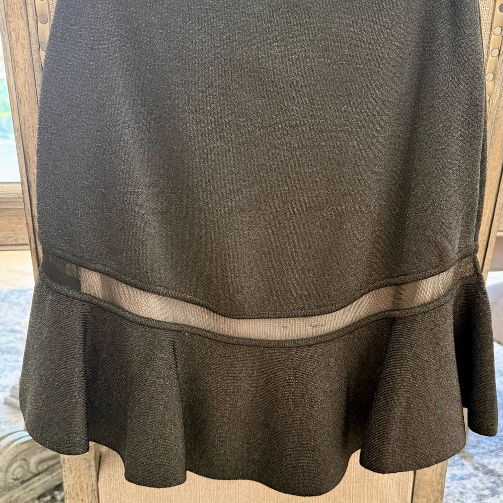 Alice + Olivia Black Knit Mesh Ruffle Hem Skirt